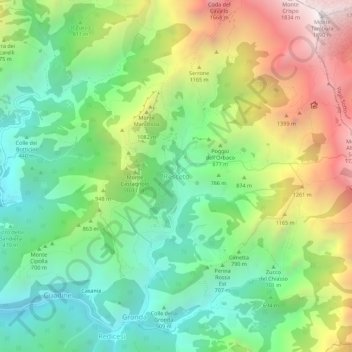 Topografisk kort Resceto, højde, terræn