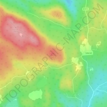 Topografisk kort Fjällberget, højde, terræn
