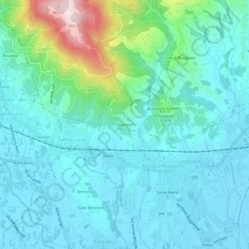 Topografisk kort Stignano, højde, terræn
