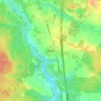 Topografisk kort Høgild, højde, terræn