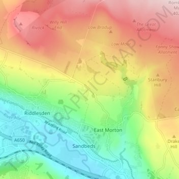 Topografisk kort West Morton, højde, terræn