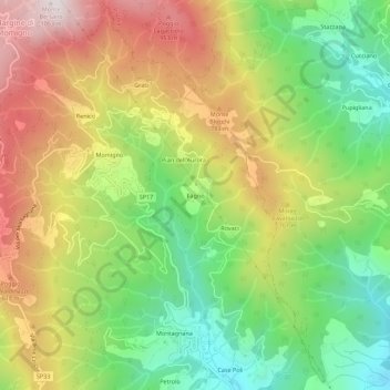 Topografisk kort Fagno, højde, terræn