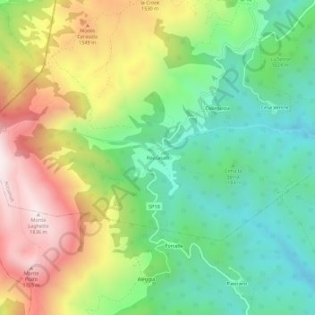 Topografisk kort Roccasalli, højde, terræn