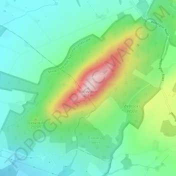 Topografisk kort The Wrekin, højde, terræn