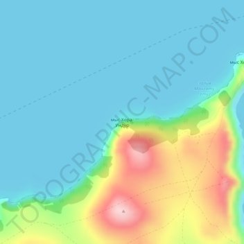 Topografisk kort cape Khora Undur, højde, terræn