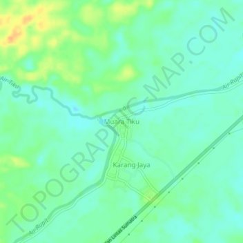 Topografisk kort Muara Tiku, højde, terræn