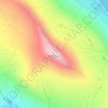 Topografisk kort Reyðafelstindur, højde, terræn