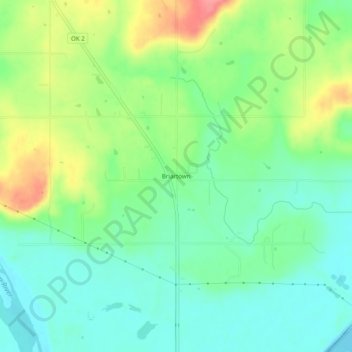 Topografisk kort Briartown, højde, terræn