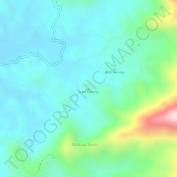 Topografisk kort Buttu Tandung, højde, terræn