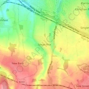 Topografisk kort Istead Rise, højde, terræn