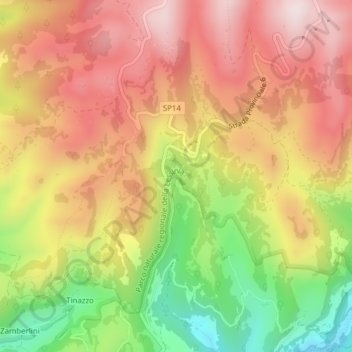 Topografisk kort Tracchi, højde, terræn