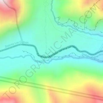 Topografisk kort Mirador Aconcagua, højde, terræn