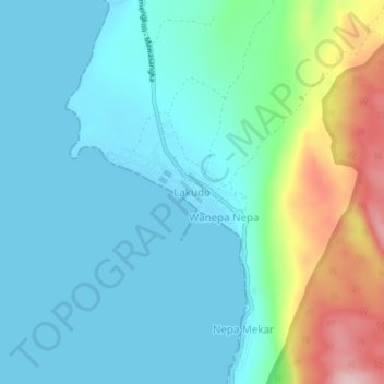 Topografisk kort Lakudo, højde, terræn