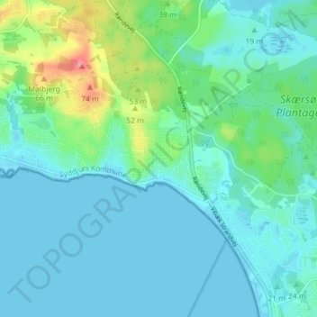 Topografisk kort Egsmark, højde, terræn