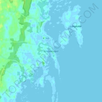 Topografisk kort Kristianopel, højde, terræn