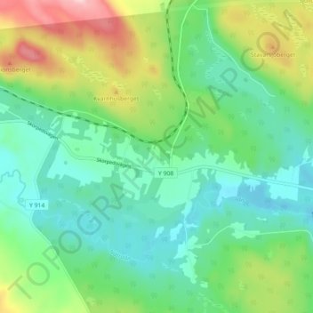 Topografisk kort Mosjö, højde, terræn