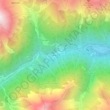 Topografisk kort Campioli, højde, terræn