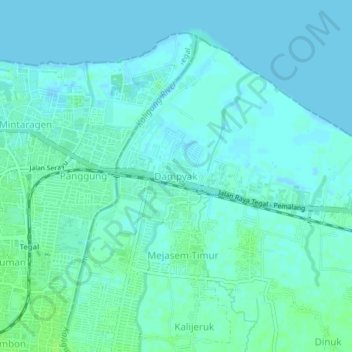 Topografisk kort Dampyak, højde, terræn