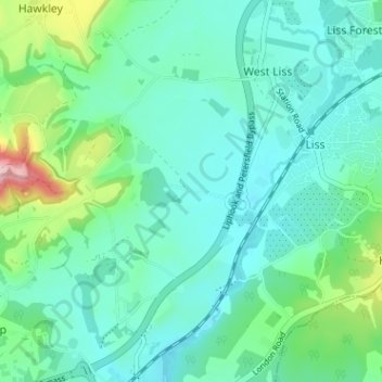 Topografisk kort Flexcombe, højde, terræn