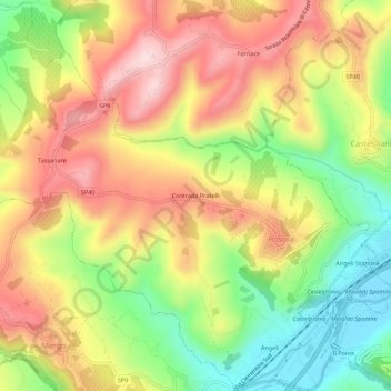 Topografisk kort Contrada Pratelli, højde, terræn