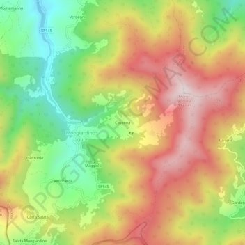 Topografisk kort Cavanna, højde, terræn