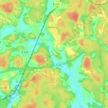 Topografisk kort Trensum, højde, terræn