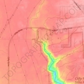 Topografisk kort Clifty Falls, højde, terræn