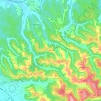 Topografisk kort Montecastello, højde, terræn