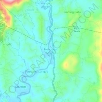 Topografisk kort Nonongan Selatan, højde, terræn