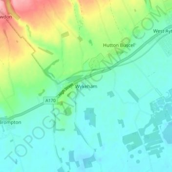 Topografisk kort Wykeham, højde, terræn