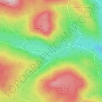 Topografisk kort Navardalen, højde, terræn