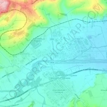 Topografisk kort Piediripa, højde, terræn