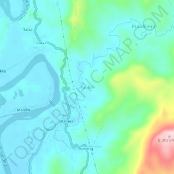 Topografisk kort Taulan, højde, terræn
