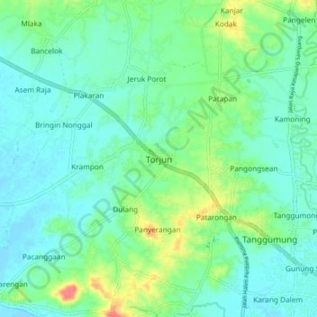 Topografisk kort Torjun, højde, terræn