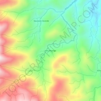 Topografisk kort Alto Pitanga, højde, terræn