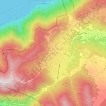 Topografisk kort Lanzo d'Intelvi, højde, terræn