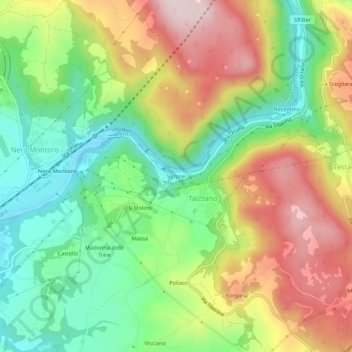 Topografisk kort Stifone, højde, terræn