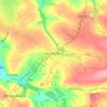 Topografisk kort Goonhavern, højde, terræn