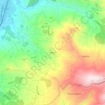 Topografisk kort Falgano, højde, terræn