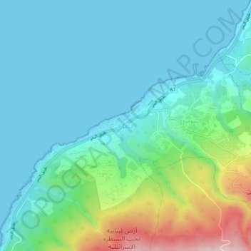 Topografisk kort Naqoura, højde, terræn