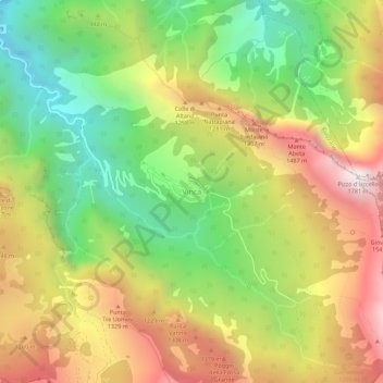 Topografisk kort Vinca, højde, terræn