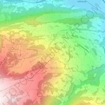 Topografisk kort Tannenheim, højde, terræn