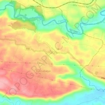 Topografisk kort Cimaragas, højde, terræn