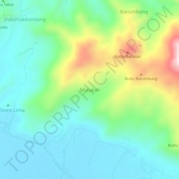 Topografisk kort Matakali, højde, terræn