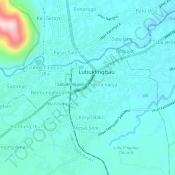 Topografisk kort Dempo, højde, terræn