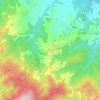 Topografisk kort Moncioni, højde, terræn