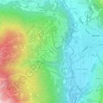Topografisk kort Oga, højde, terræn