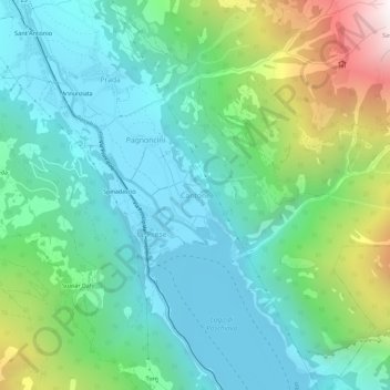Topografisk kort Cantone, højde, terræn