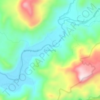 Topografisk kort Tambang, højde, terræn