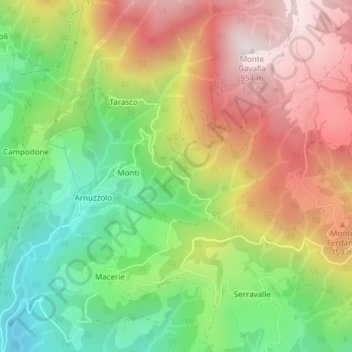 Topografisk kort Dobbiana, højde, terræn
